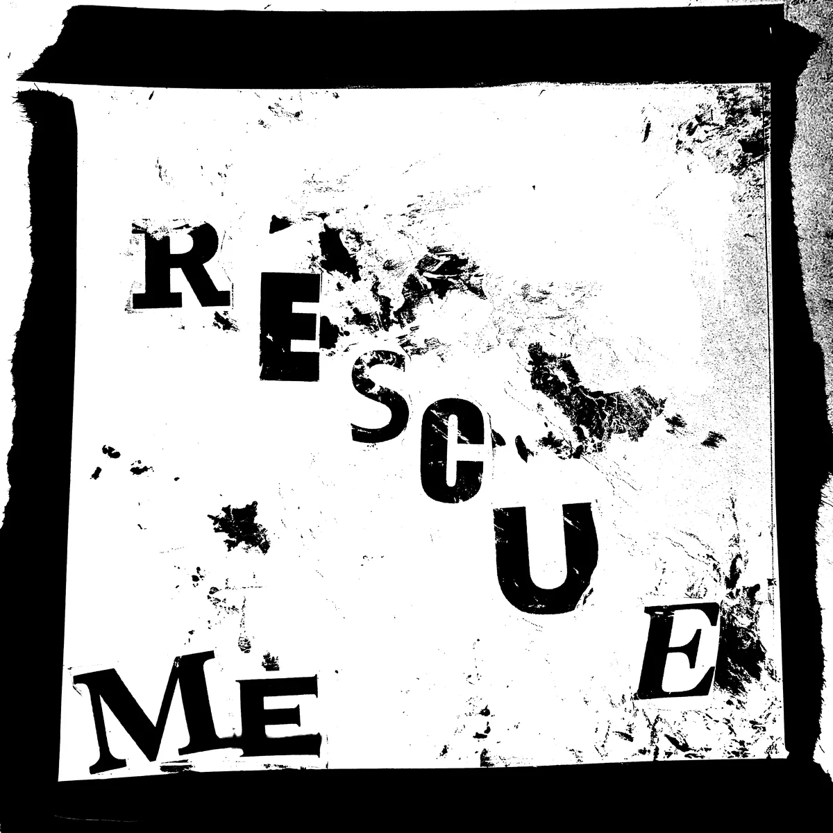 木下スタジオ（木下貴博 / 滋賀）自主制作：RESCUE ME — 白地に黒へ反転した版