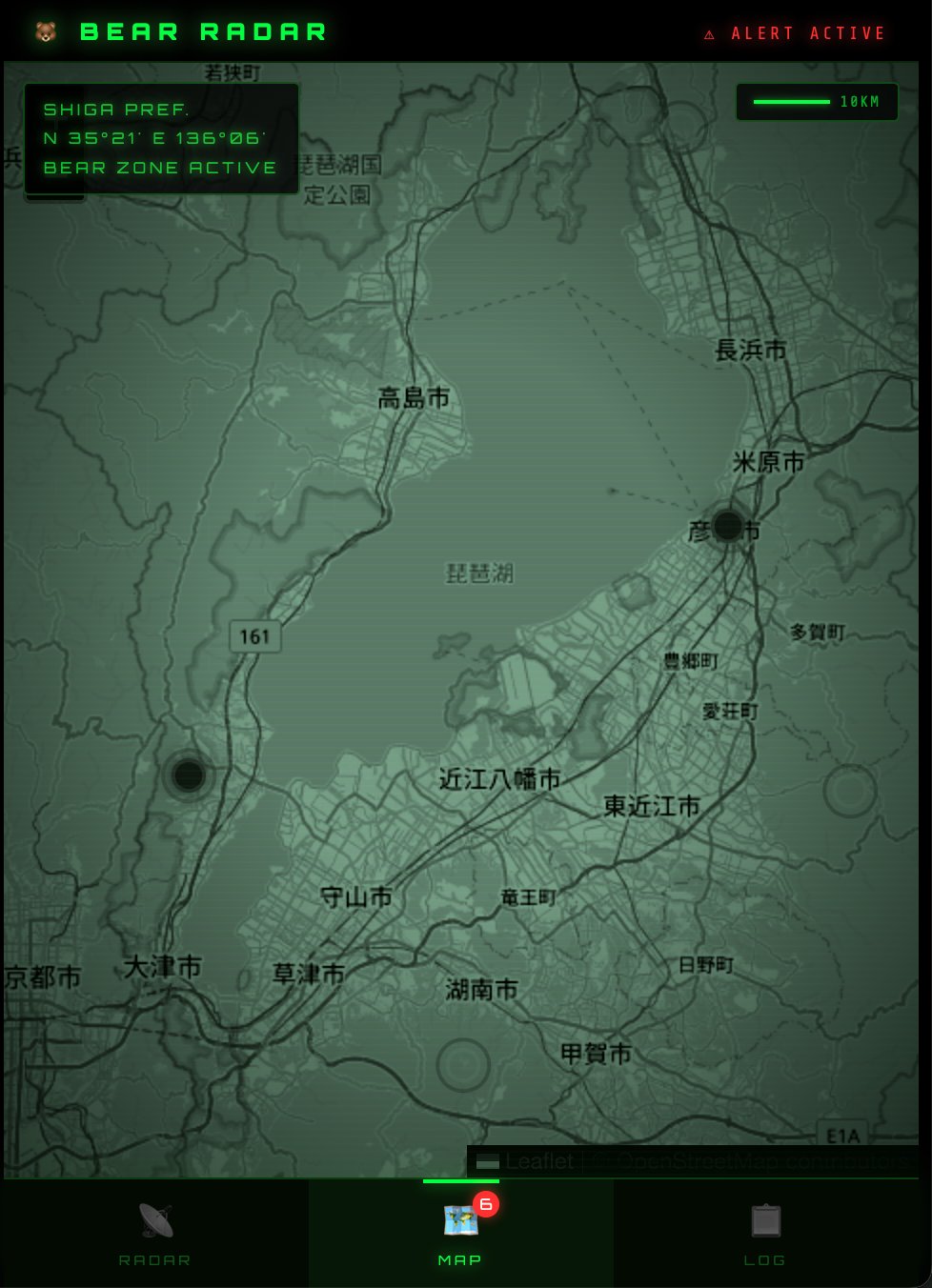 木下スタジオ（木下貴博 / 滋賀）体験研究：BEAR RADAR — Map View